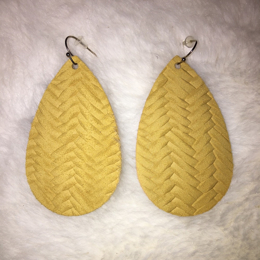 Yellow Leather Dangling Earrings (Johana Gaines)